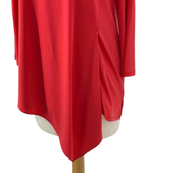 Chico's The Ultimate Tee Tunic 3/4 Sleeve Asymmetrical Hem Coral Size 0/Small - Picture 4 of 9